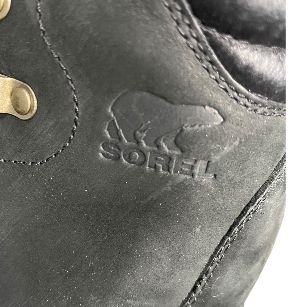 Sorel Conquest Waterproof Wedge Boots Leather Women's Black - DarkGray Size 7 - Picture 6 of 9